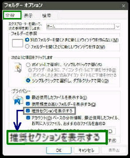 �����i���R�����f�[�V�����j�Z�N�V������\������^�t�H���_�[�I�v�V����