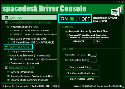 spacedesk DRIVER Console^vC} (T[o[) PC