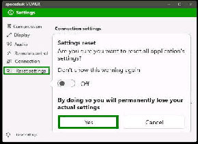 Reset Settings^spacedesk VIEWER
